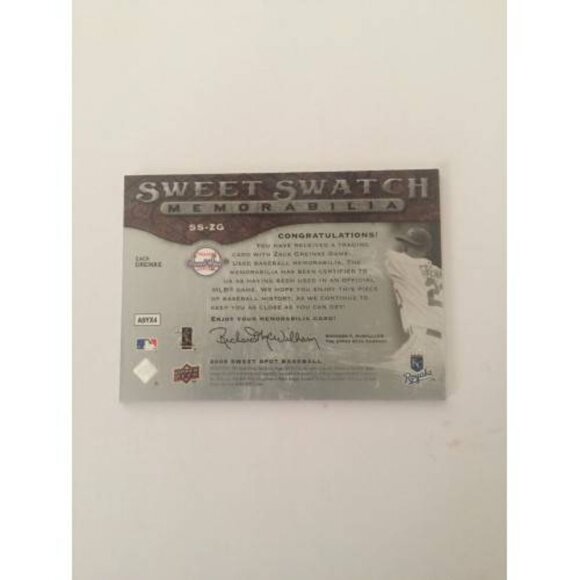 2009 UD SWEET SPOT SWATCH ZACK GREINKE JERSEY SS-ZG ROYALS (029) - Picture 2 of 2